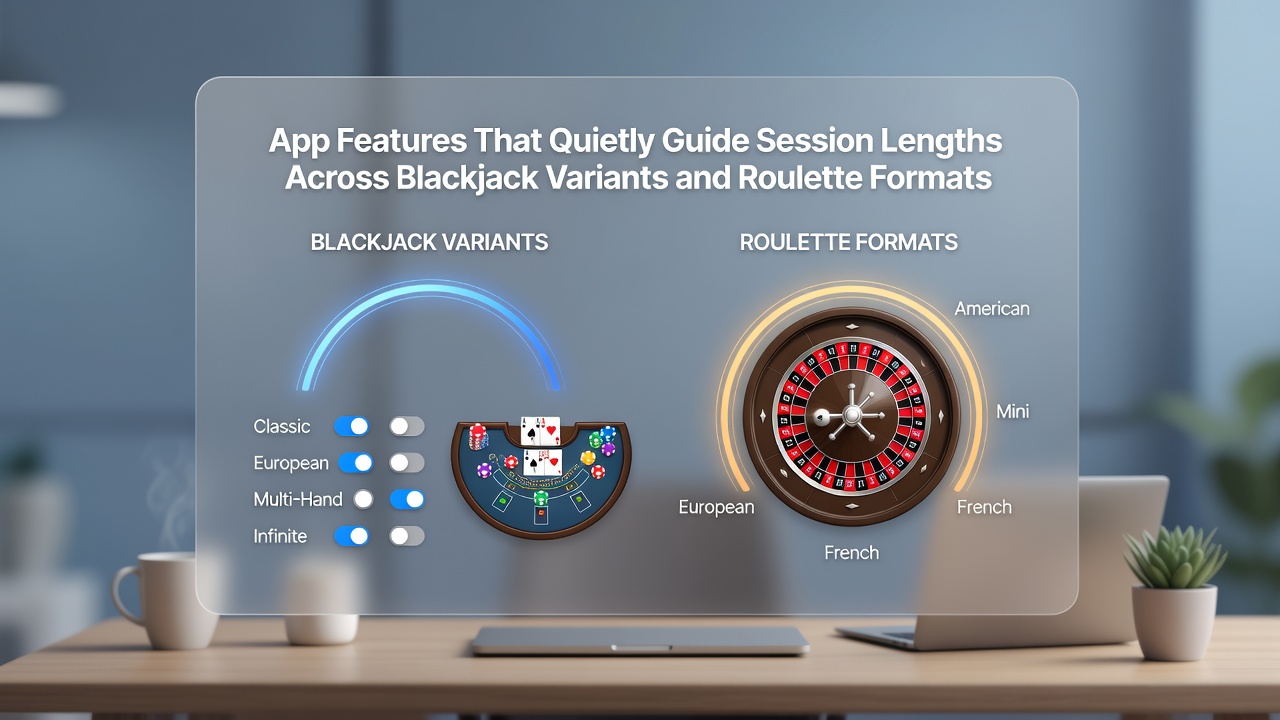 Close-up of roulette and blackjack app screens highlighting progress bars and limit settings
