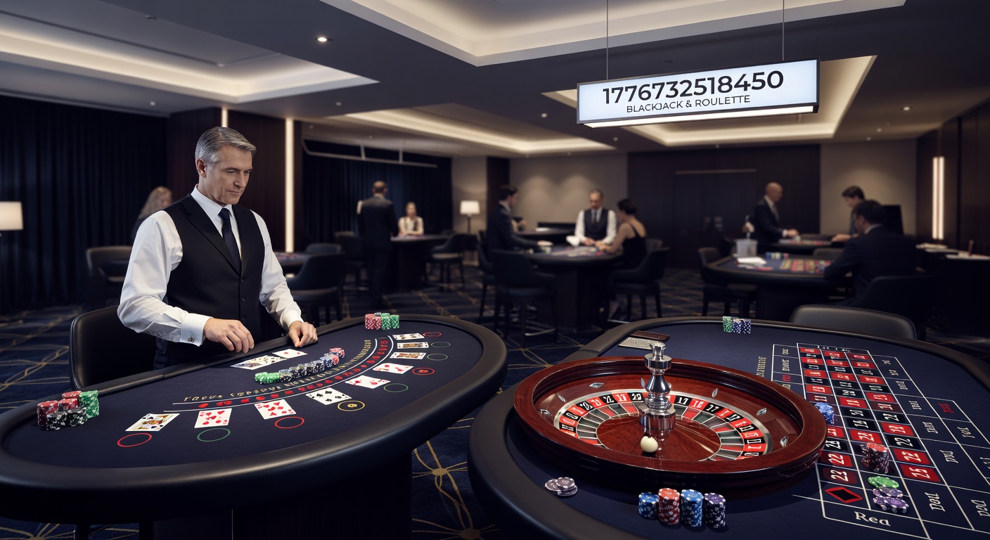 Close-up of digital roulette wheel on mobile screen alongside blackjack hand on tablet, highlighting online play