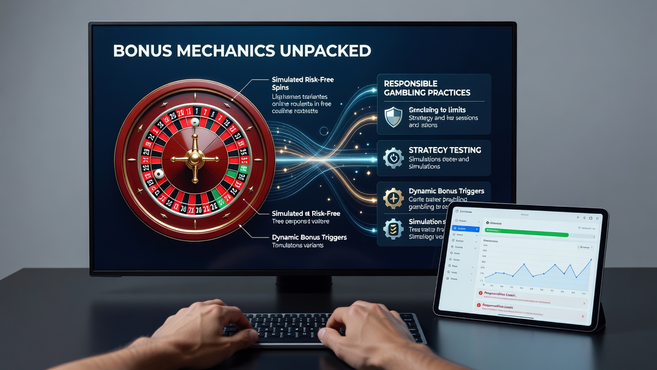 Roulette wheel interface showing bonus indicators and free play mode options on an online gaming platform
