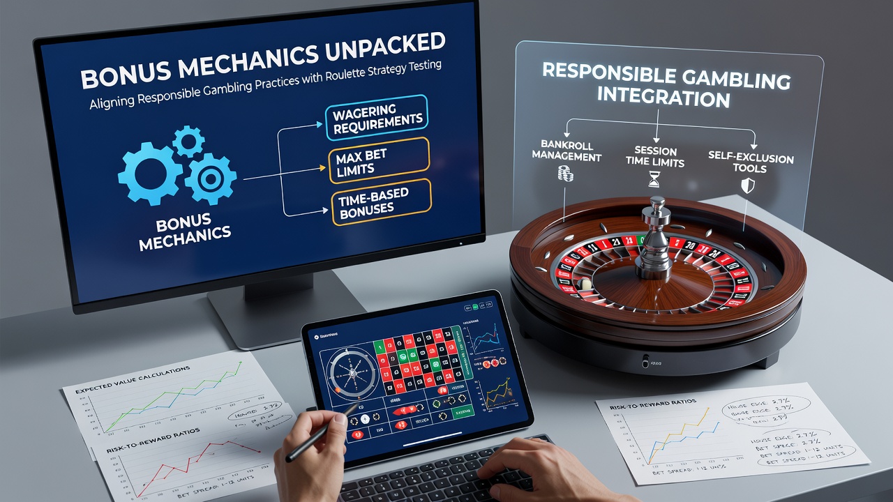 Mobile screen displaying responsible gambling tools alongside roulette strategy tracking statistics in a free play session