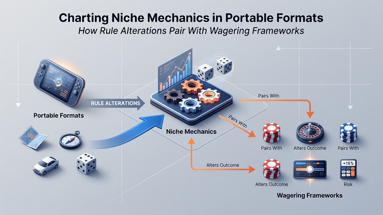 Illustration of promotional overlays and rule variation panels within a portable trial interface