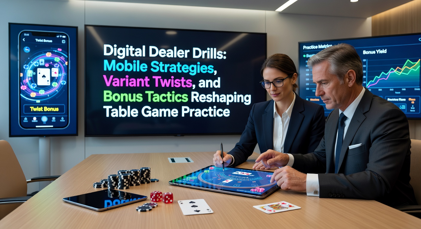 Smartphone displaying a digital blackjack dealer simulation with mobile strategy overlays, highlighting practice sessions in action