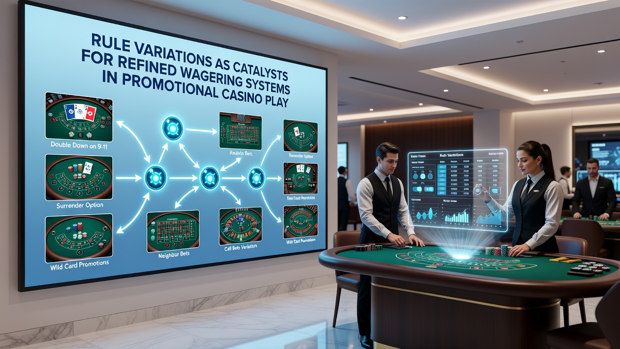 Players reviewing rule sheets and betting progression tables during a promotional casino session