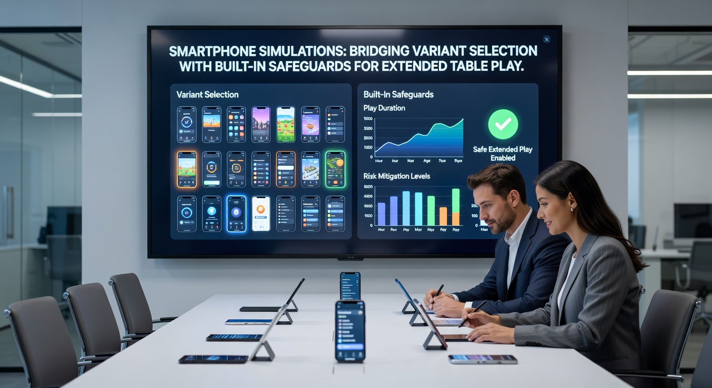 Close-up of mobile app dashboard showing session timer, virtual bankroll limits, and variant history logs during extended simulation play